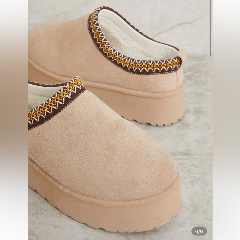 Embroidered Tan Slip-On Women's Shoes - Picture 2 of 10